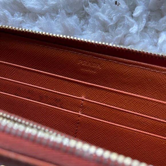 AUTHENTIC PRADA beautiful burnt orange zip around wallet - Picture 9 of 12
